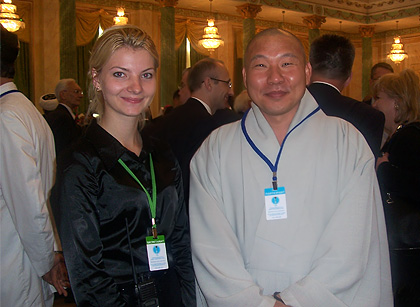 Translation Congress World Religions in Astana Buddha Monk & me